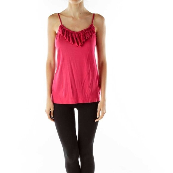 Banana Republic Pink Ruffled Tank Top - Picture 1 of 3